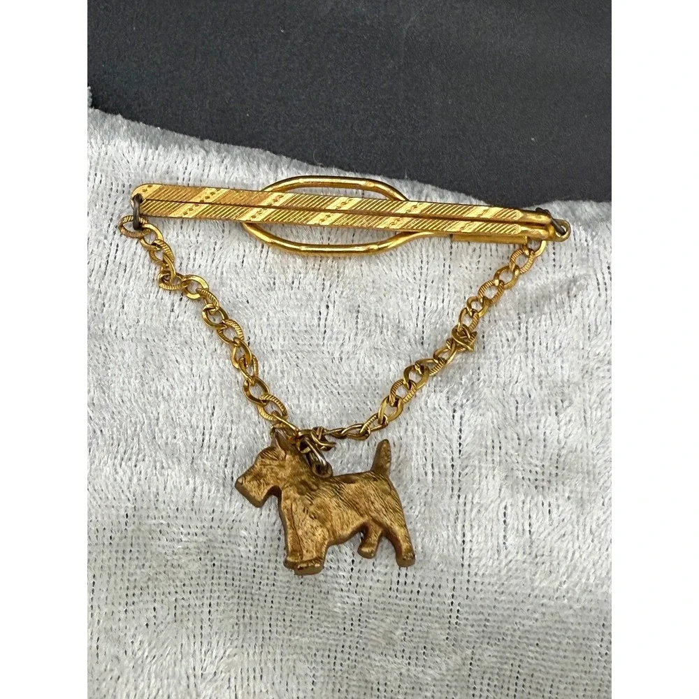 Vintage Dog Hickok Tie Bar Gold‎ Tone Scottie